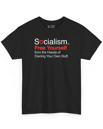 Free Yourself Socialism tee, black front view — conservative humor gift shirt