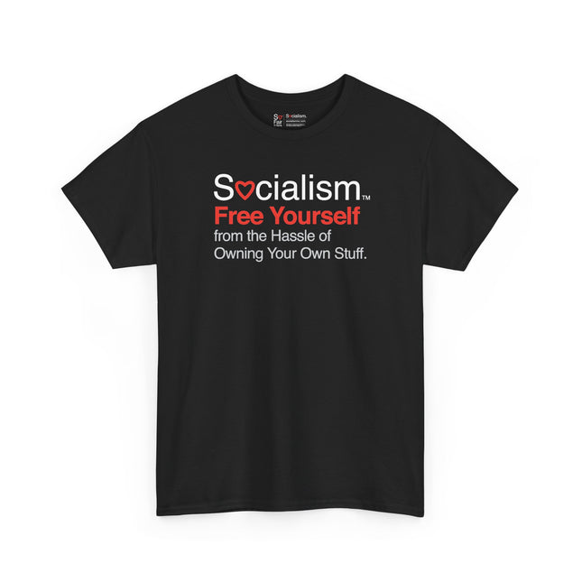 Free Yourself Socialism tee, black front view — conservative humor gift shirt