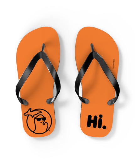 Michigan flip-flops in orange with black straps .