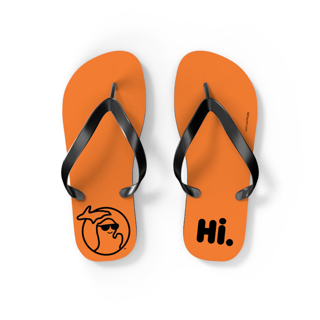 Michigan flip-flops in orange with black straps .