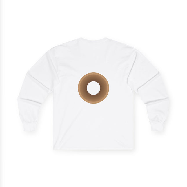 Back view of Toilet Paper InstaCostume long sleeve tee — novelty Halloween tee