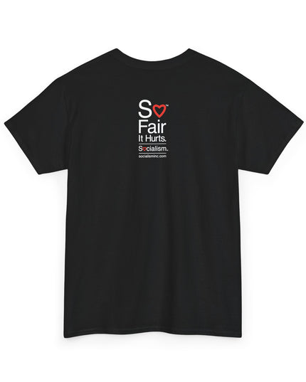 Back of black Cornucopia tee with nape print — libertarian gift tee