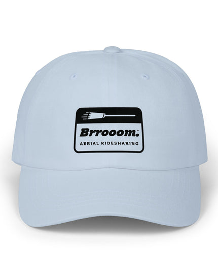 Khaki Brrooom witch dad hat, front view — Halloween costume hat for witch lovers
