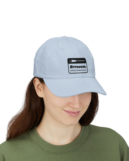 Model wearing black Brrooom InstaCostume cap — spooky season witch hat