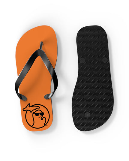 Michigan flip-flops in orange with black straps .