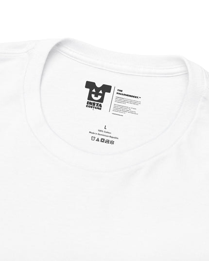 Close-up of InstaCostume neck label inside Toilet Paper costume tee