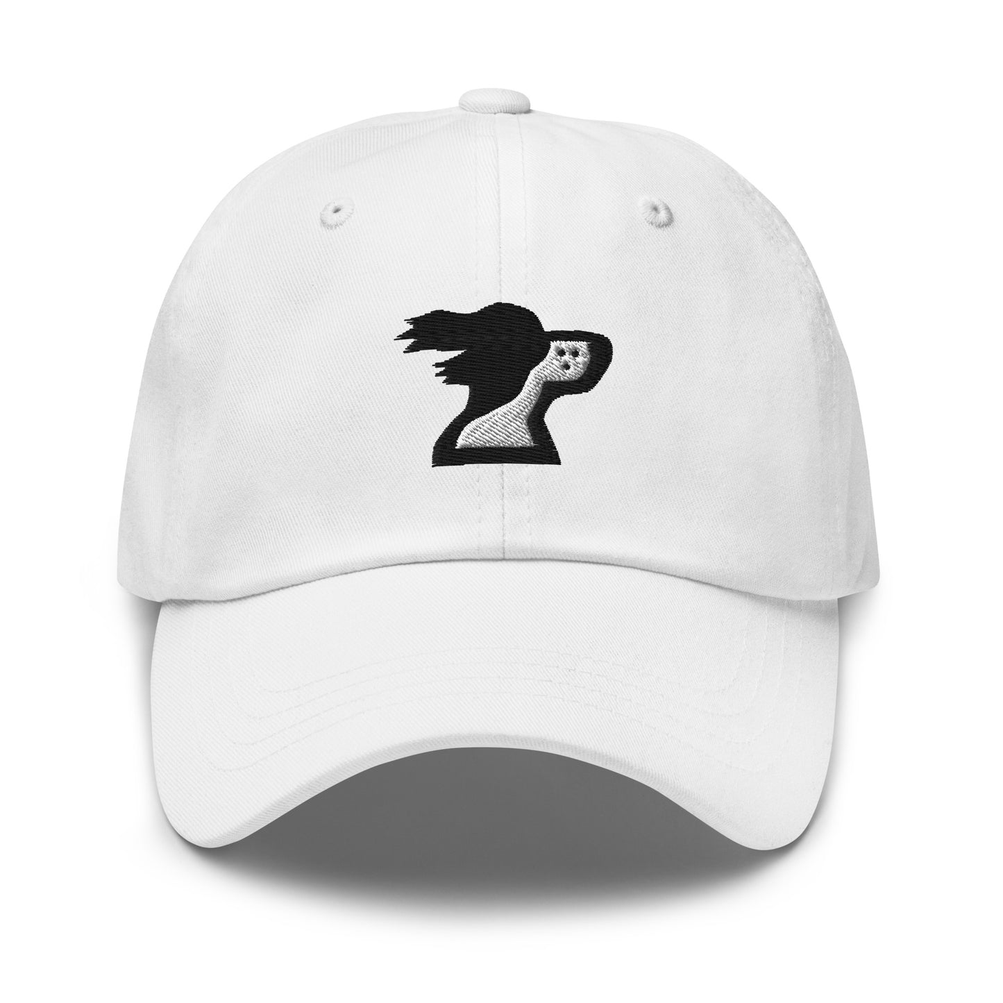 White color dad hat with brand logo by the Harbor Springer brand.